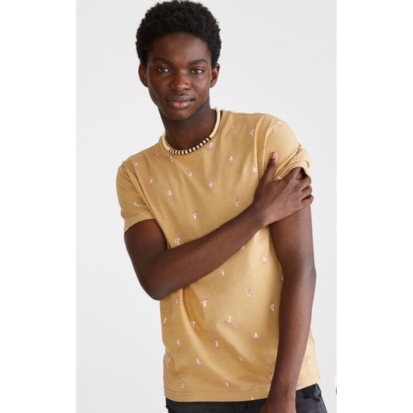 NWT AEROPOSTALE Mushroom Print T-Shirt Men Size M Tan Short Sleeve Crew Neck - Picture 11 of 13